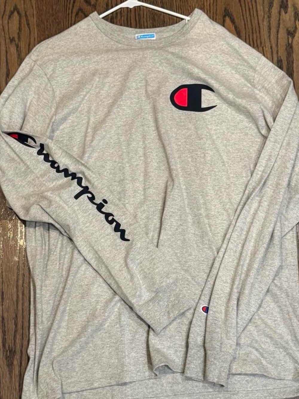 Champion grey long sleeve shirt with red logo BRAND NEW Size XXL #champion